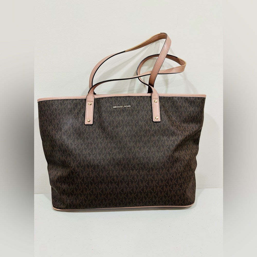 MICHAEL KORS Jet Set Signature Large Travel Tote Brown
